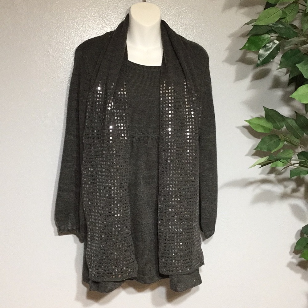 Style & Co Gray Long Sleeved Tunic Sweater